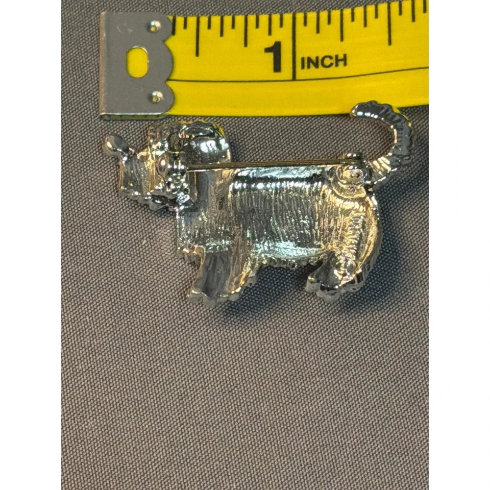 Sarah Coventry Vintage Silver Tone Dog Brooch Textured Poodle Terrier Animal Pin